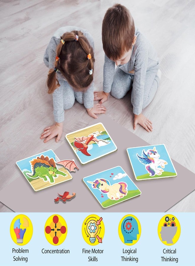Little Berry Baby’s First Puzzle Game: Dinosaurs & Unicorns | Combo Set of 2 Cardboard Puzzles with 15pcs Each | Montessori Educational Toys for 2 3 4 Year Old Boys & Girls | Early Puzzle Set for Kids - Image 5